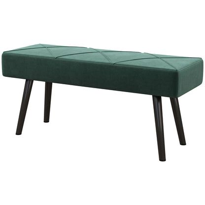 Upholstered Bench in Velvet Look, Bed Bench with X-Pattern, Steel Legs, Shoe Bench for Bedroom, Living Room, Hallway, 100 x 36 x 45 cm, Green