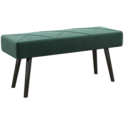 Upholstered Bench in Velvet Look, Bed Bench with X-Pattern, Steel Legs, Shoe Bench for Bedroom, Living Room, Hallway, 100 x 36 x 45 cm, Green