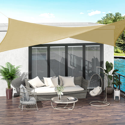 Rectangular Sun Shade Sail 4 x 3 m High-Density Polyethylene UV Protection With Storage Bag - Beige Color