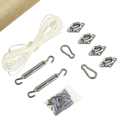 Rectangular Sun Shade Sail 4 x 3 m High-Density Polyethylene UV Protection With Storage Bag - Beige Color