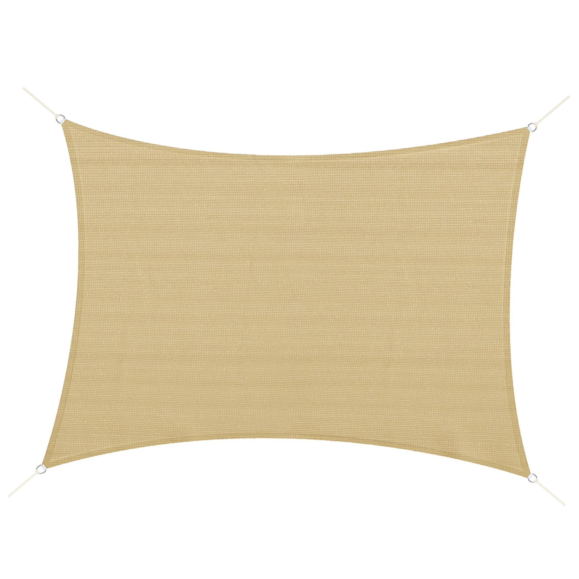 Rectangular Sun Shade Sail 4 x 3 m High-Density Polyethylene UV Protection With Storage Bag - Beige Color