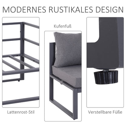 6-Piece Garden Furniture Set Patio Sofa Set Outdoor Furniture Aluminum + Polyester + Tempered Glass Gray 4 x Chair 1 x Corner Sofa 1 x Coffee Table Cushions for 4-5 People