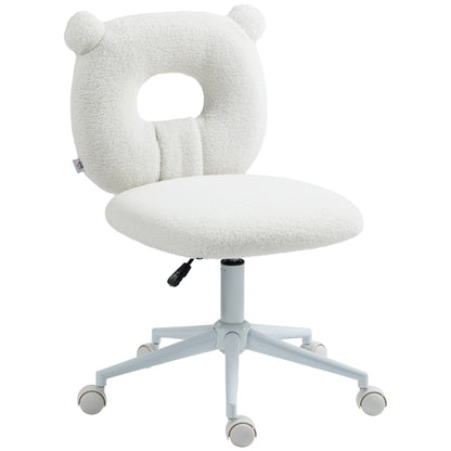 Office Chair, Height-Adjustable Desk Chair, Swivel Chair, Task Chair, Computer Chair for Living Room, Bedroom, Holds up to 120kg, Teddy Fleece, White