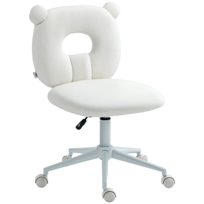 Office Chair, Height-Adjustable Desk Chair, Swivel Chair, Task Chair, Computer Chair for Living Room, Bedroom, Holds up to 120kg, Teddy Fleece, White