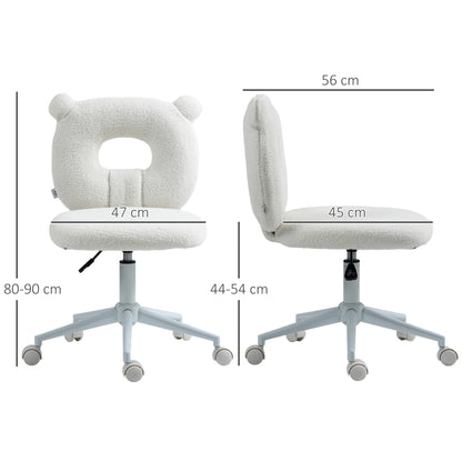 Office Chair, Height-Adjustable Desk Chair, Swivel Chair, Task Chair, Computer Chair for Living Room, Bedroom, Holds up to 120kg, Teddy Fleece, White