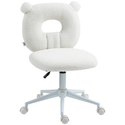 Office Chair, Height-Adjustable Desk Chair, Swivel Chair, Task Chair, Computer Chair for Living Room, Bedroom, Holds up to 120kg, Teddy Fleece, White