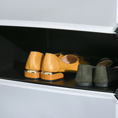 Plastic Shoe Rack Storage Shelf for 6 Pairs of Shoes Shoe Box for Hallway DIY Modular Shelving Shoe Storage Black+White 49 x 36.5 x 108 cm