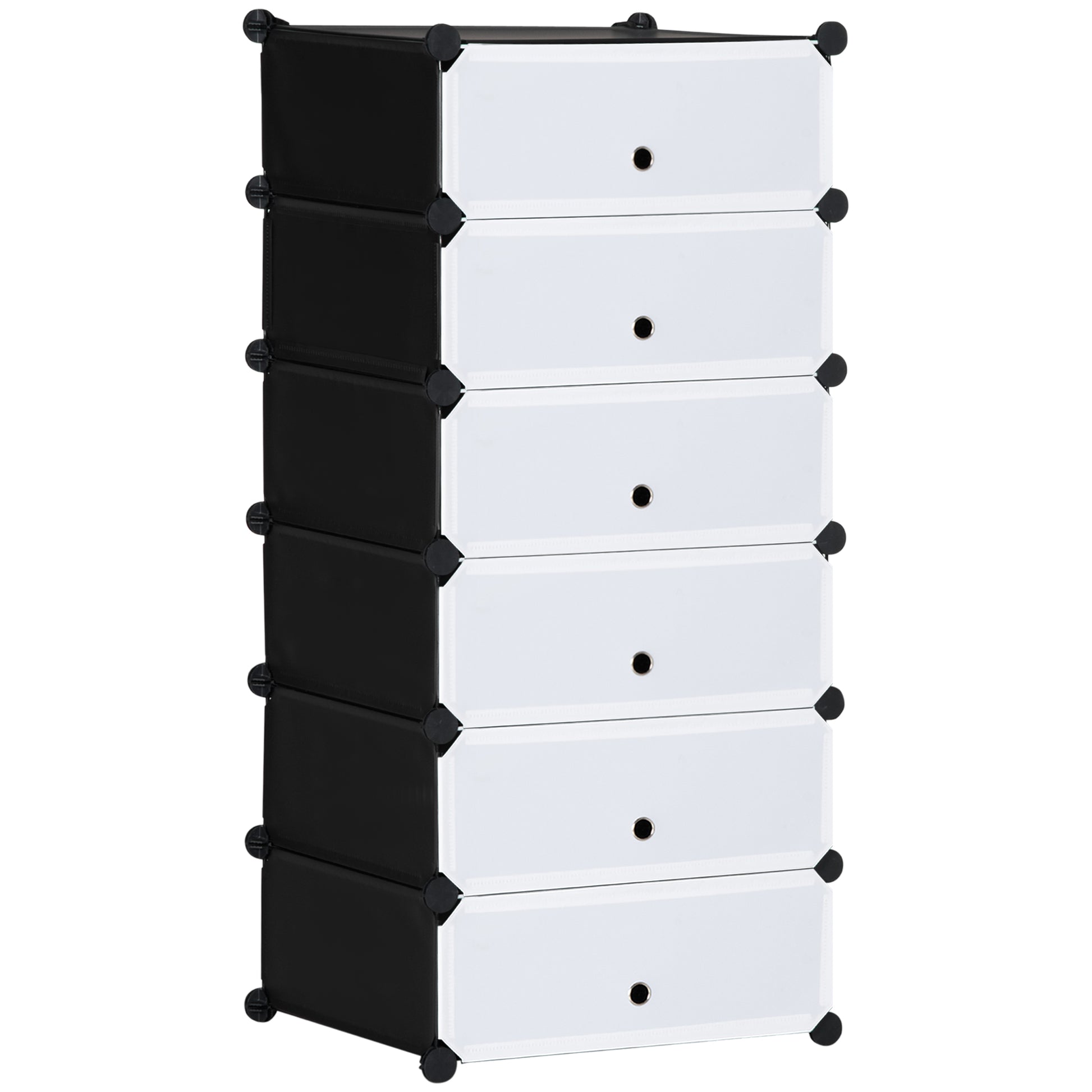 Plastic Shoe Rack Storage Shelf for 6 Pairs of Shoes Shoe Box for Hallway DIY Modular Shelving Shoe Storage Black+White 49 x 36.5 x 108 cm