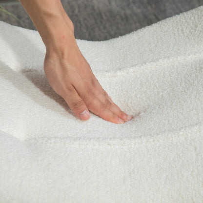 Footstool, Ottoman with Berber Fleece Fabric, Upholstered Stool up to 120 kg Capacity, for Living Room, Bedroom, 67 x 45 x 38 cm, Cream White