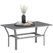 Side Table Metal Balcony Table with Slatted Design Weatherproof Coffee Table Garden Table Easy-Care Coffee Table Outdoor Table for Balcony Garden Terrace Porch 91.5 x 55 x 45 cm Dark Grey
