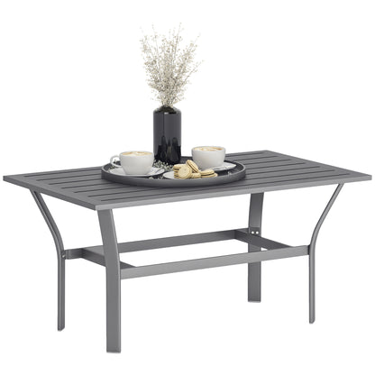 Side Table Metal Balcony Table with Slatted Design Weatherproof Coffee Table Garden Table Easy-Care Coffee Table Outdoor Table for Balcony Garden Terrace Porch 91.5 x 55 x 45 cm Dark Grey