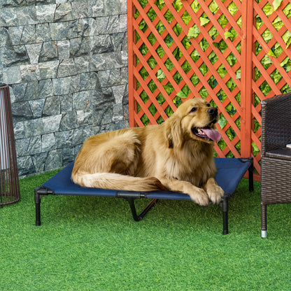 Dog Lounge Outdoor, Elevated Dog Bed for Large Dogs, Cooling Pet Lounge Cat Bed with Washable Mesh Metal Frame for Garden Camping, 92 x 76 x 18 cm, Blue