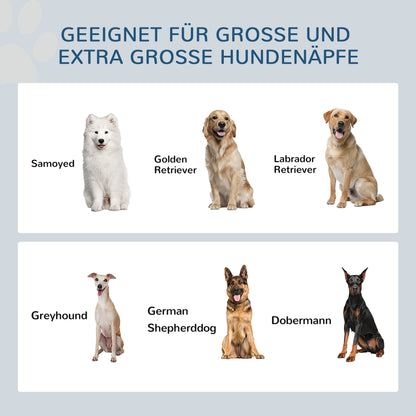 2-in-1 Elevated Dog Bowl Adjustable Height Feeding Bowl with Stand Storage Space 2 x 2L Stainless Steel Bowls Slow Feeding Mat Feeding Bowl Feeding Station Dog Bowls for Large Dogs Cats White