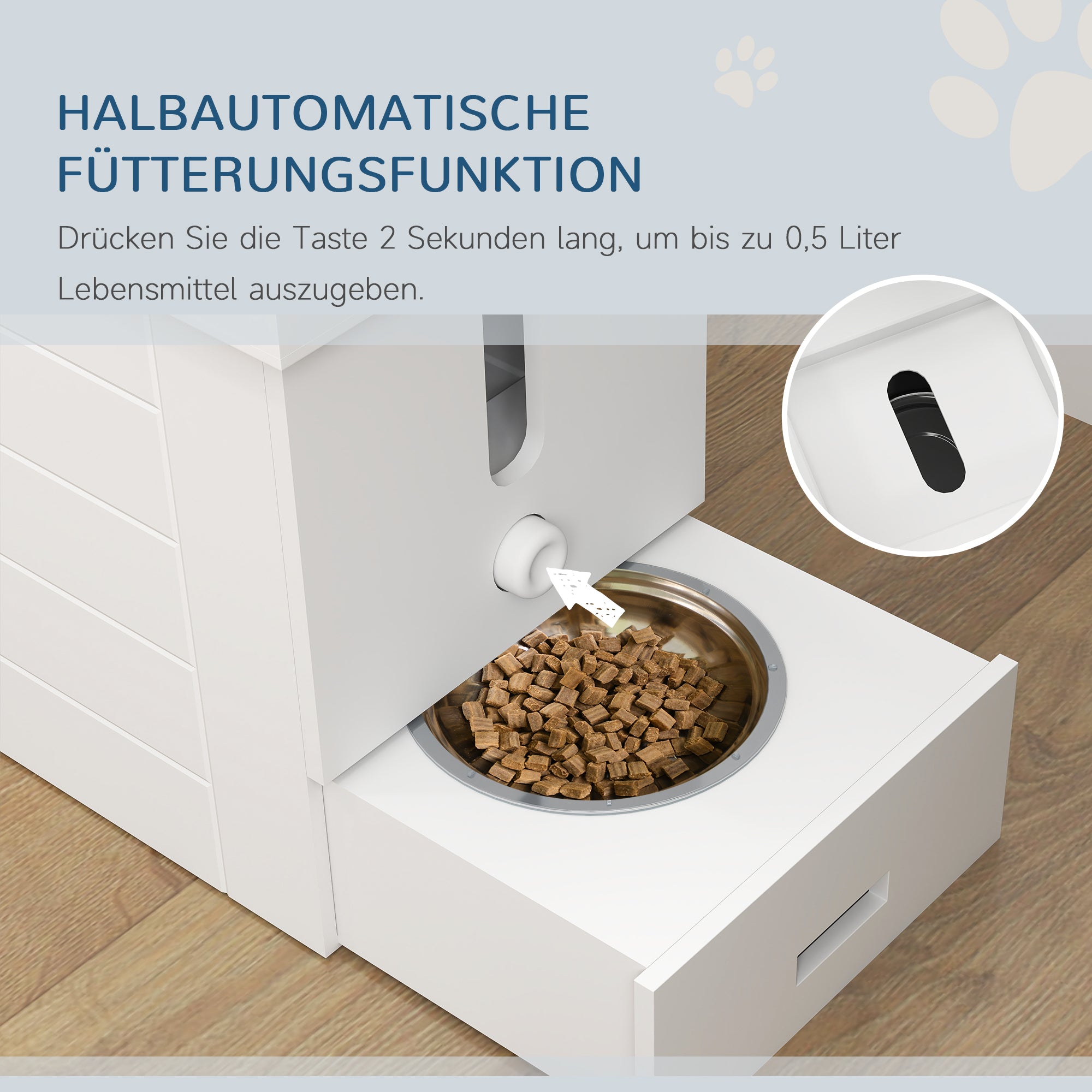 2-in-1 Elevated Dog Bowl Adjustable Height Feeding Bowl with Stand Storage Space 2 x 2L Stainless Steel Bowls Slow Feeding Mat Feeding Bowl Feeding Station Dog Bowls for Large Dogs Cats White
