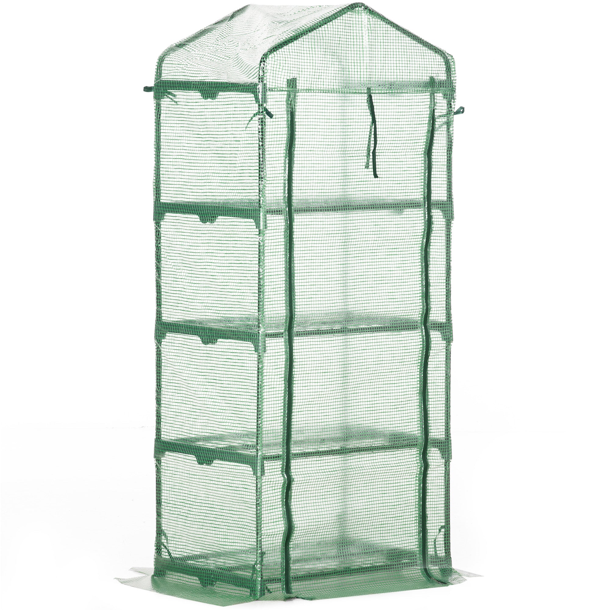 Garden Greenhouse with 4 Shelves and PE Cover Tube Steel Home Nursery Greenhouse for Plant and Flower Cultivation Pots 70x50x160 cm Green