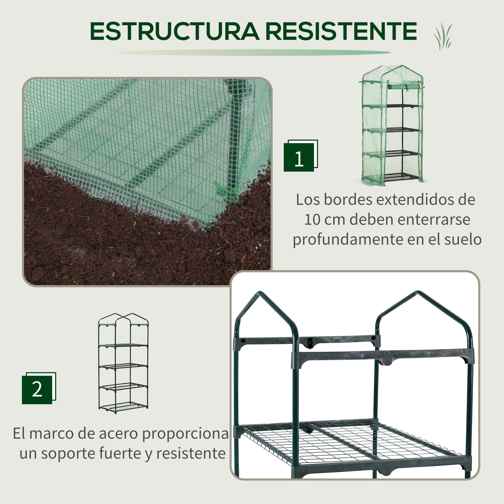 Garden Greenhouse with 4 Shelves and PE Cover Tube Steel Home Nursery Greenhouse for Plant and Flower Cultivation Pots 70x50x160 cm Green