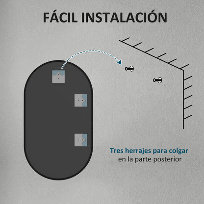 Oval Bathroom Mirror 40x70 cm with Aluminum Frame Decorative Wall Mirror Horizontal or Vertical for Living Room Entryway Hallway Black