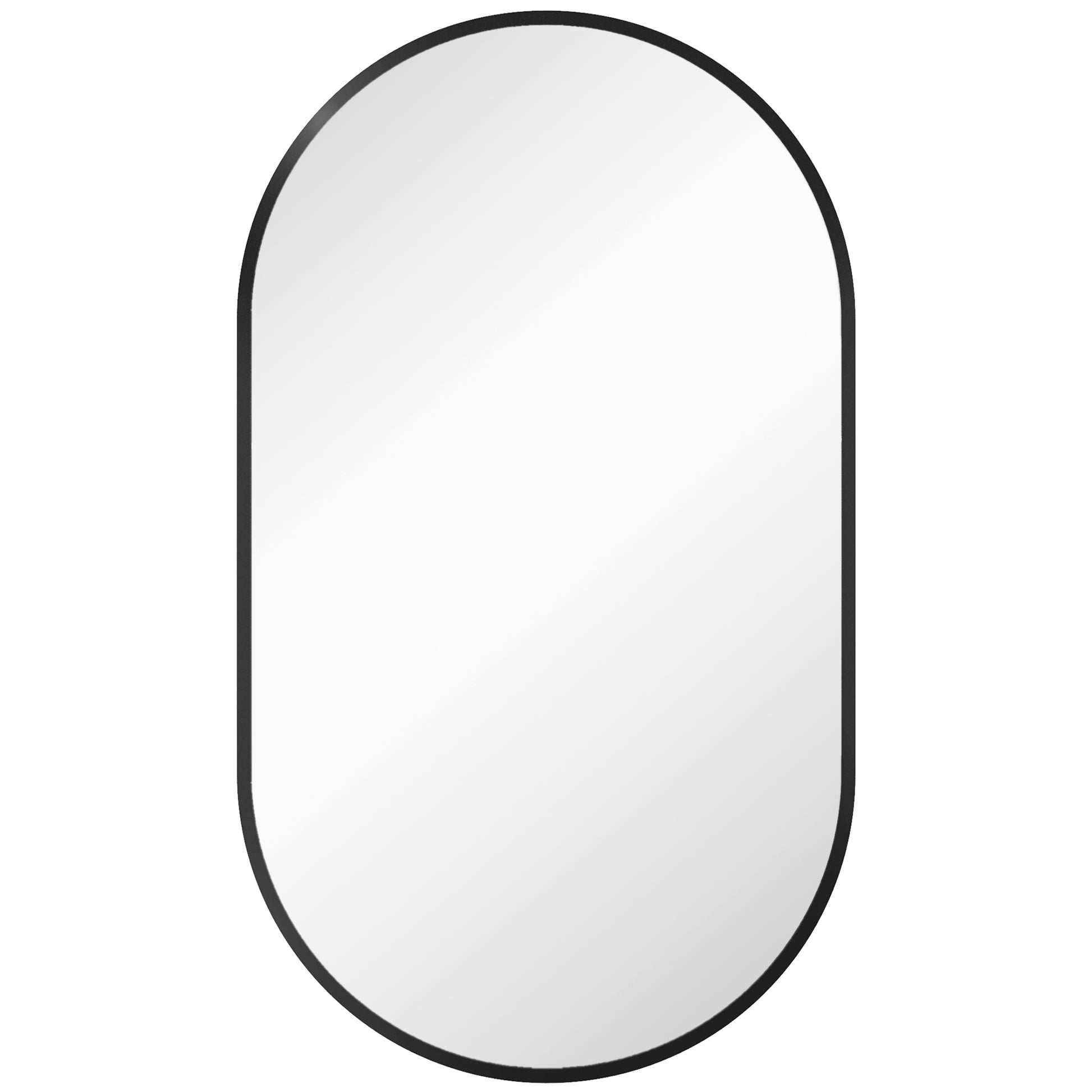 Oval Bathroom Mirror 40x70 cm with Aluminum Frame Decorative Wall Mirror Horizontal or Vertical for Living Room Entryway Hallway Black