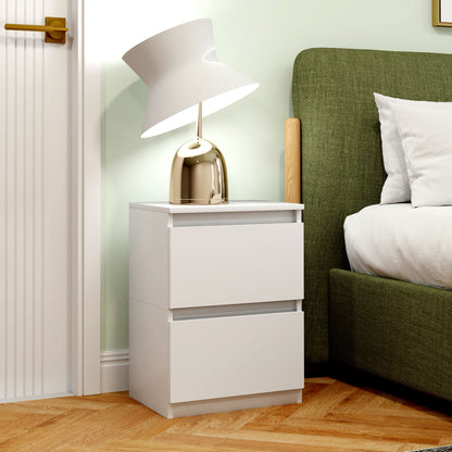 Bedside Table with 2 Drawers, Side Table, Nightstand with Storage, Bedside Cabinet for Bedroom, Living Room, approx. 40 x 32 x 56 cm, White