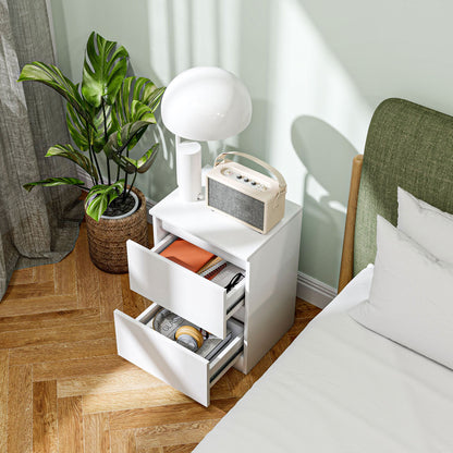 Bedside Table with 2 Drawers, Side Table, Nightstand with Storage, Bedside Cabinet for Bedroom, Living Room, approx. 40 x 32 x 56 cm, White