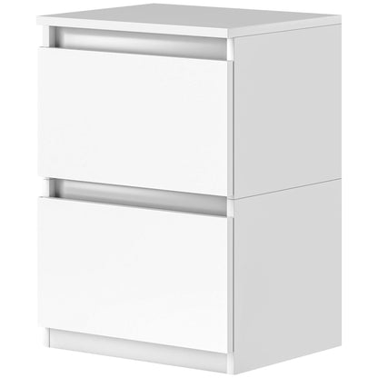 Bedside Table with 2 Drawers, Side Table, Nightstand with Storage, Bedside Cabinet for Bedroom, Living Room, approx. 40 x 32 x 56 cm, White