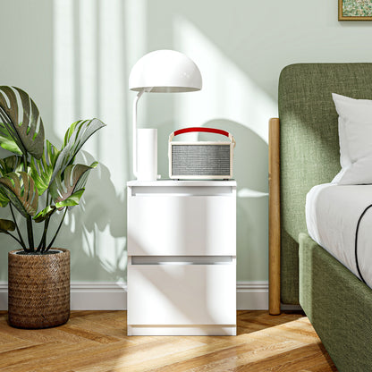 Bedside Table with 2 Drawers, Side Table, Nightstand with Storage, Bedside Cabinet for Bedroom, Living Room, approx. 40 x 32 x 56 cm, White