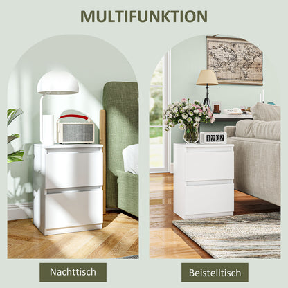 Bedside Table with 2 Drawers, Side Table, Nightstand with Storage, Bedside Cabinet for Bedroom, Living Room, approx. 40 x 32 x 56 cm, White
