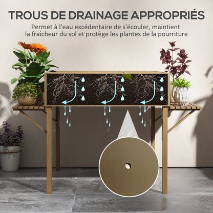 Rectangular Raised Planter with 12 Compartments - Raised Garden Bed with Foldable Side Shelves and Non-Woven Fabric Film 122L x 91.5W x 89H cm