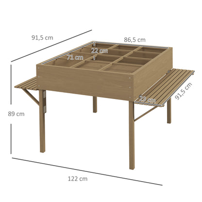 Rectangular Raised Planter with 12 Compartments - Raised Garden Bed with Foldable Side Shelves and Non-Woven Fabric Film 122L x 91.5W x 89H cm