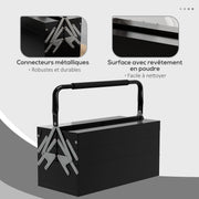 Metal Toolbox - Tool Kit - 3-Level 5 Retractable Tray Toolbox - Black Steel Sheet
