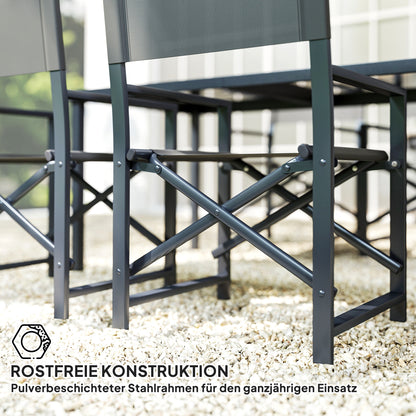 5-Piece Dining Set for 4 Persons with Steel Dining Table and 4 Folding Chairs Dining Group with Glass Table Kitchen Table Set Balcony Furniture Garden Furniture for Patio, Balcony Gray