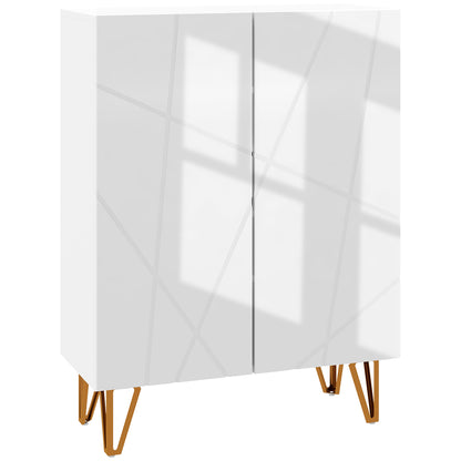 Shoe Cabinet, Shoe Storage Cabinet, 2 Doors with Soft Close Hinges, Adjustable Shelves, for 15-20 Pairs of Shoes, White Lacquer