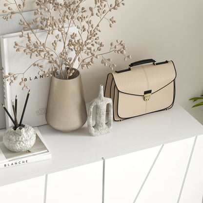 Shoe Cabinet, Shoe Storage Cabinet, 2 Doors with Soft Close Hinges, Adjustable Shelves, for 15-20 Pairs of Shoes, White Lacquer