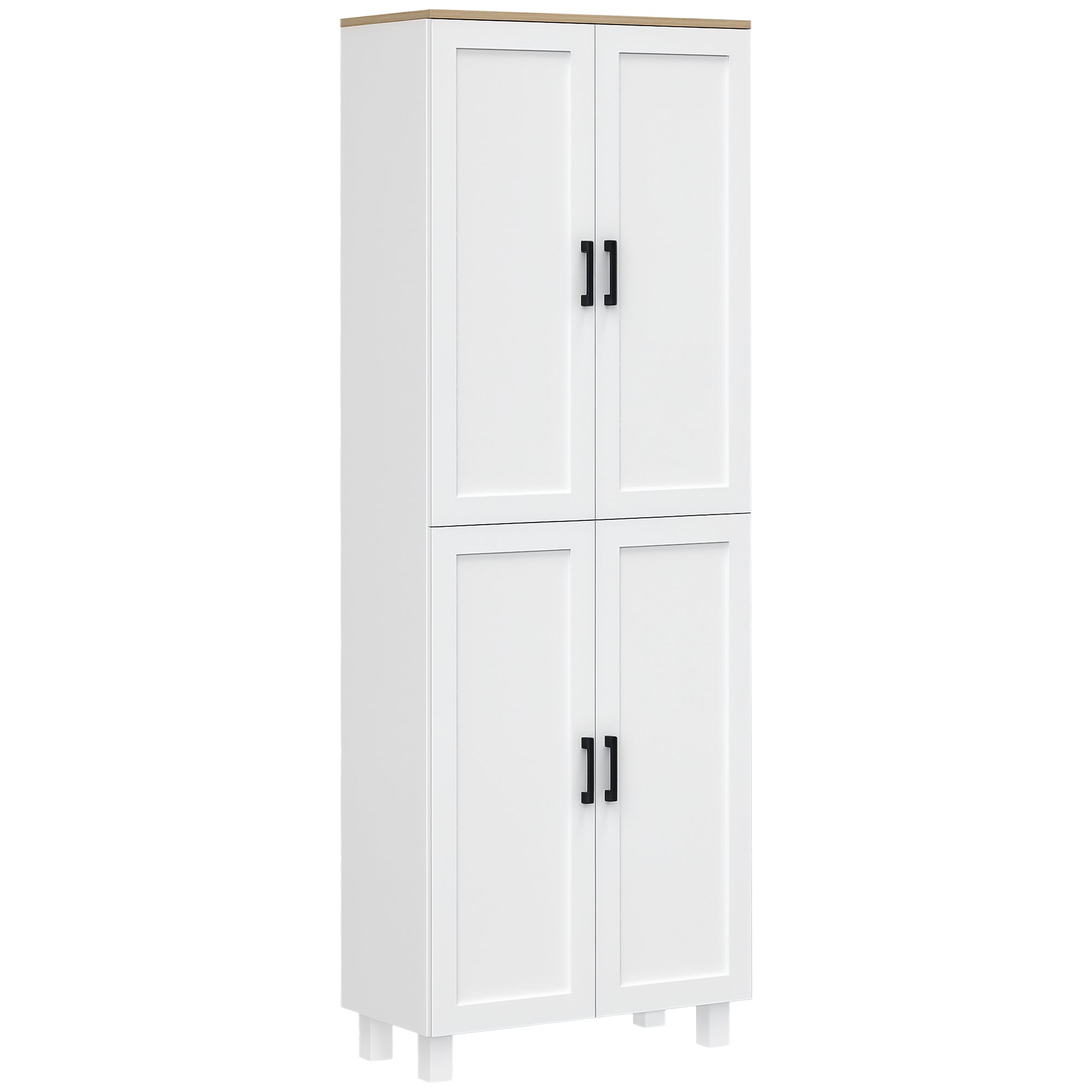 Kitchen Pantry Cabinet Kitchen Cabinet Auxiliary Furniture with Doors and Adjustable Shelves Anti-tip for Dining Room Living Room 60x30x171 cm White