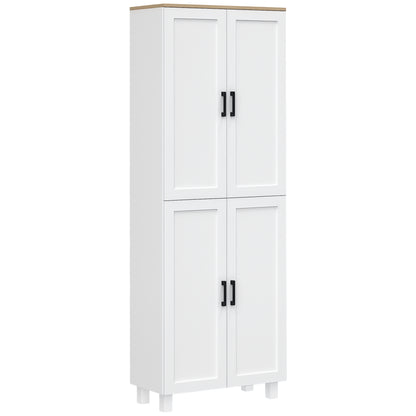 Kitchen Pantry Cabinet Kitchen Cabinet Auxiliary Furniture with Doors and Adjustable Shelves Anti-tip for Dining Room Living Room 60x30x171 cm White