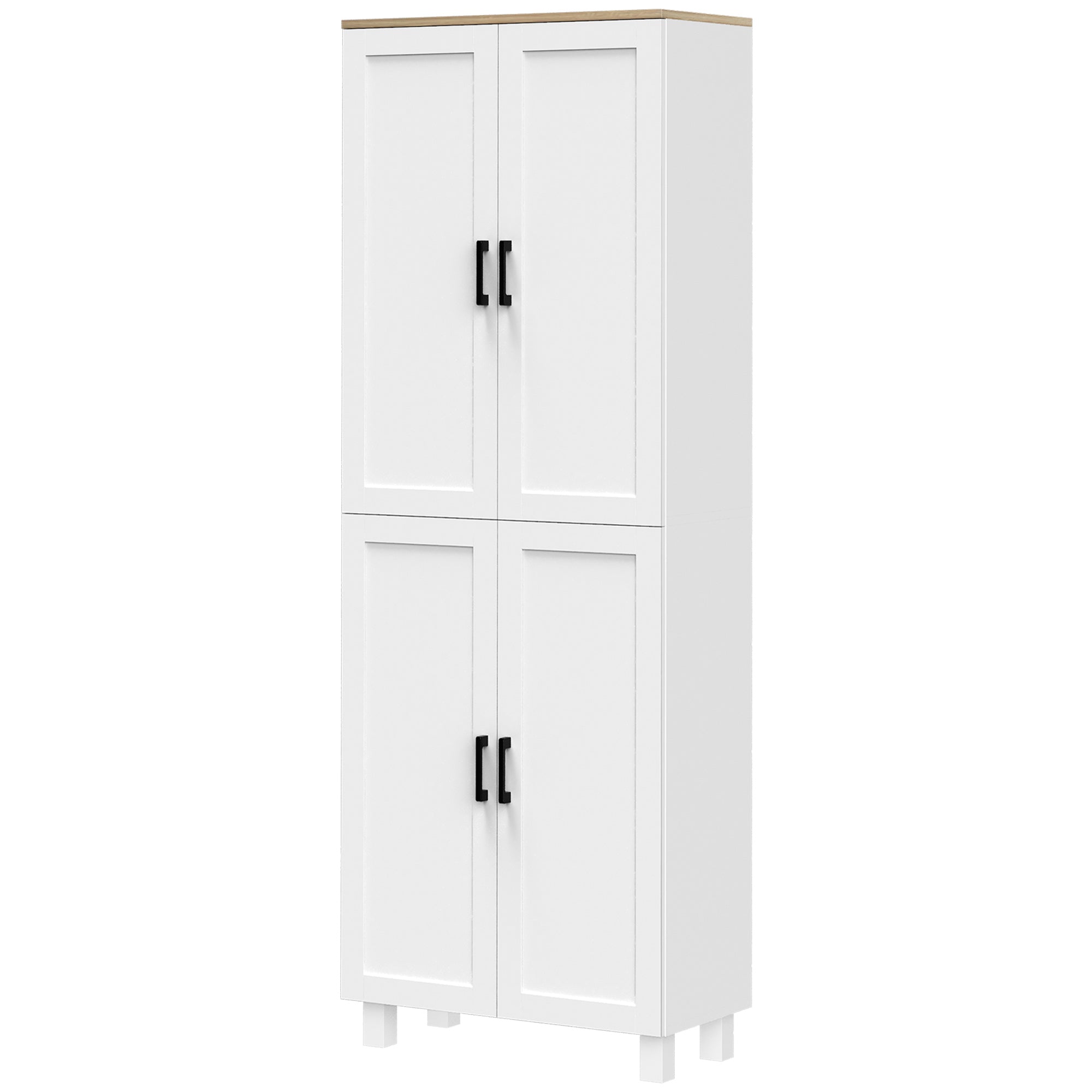 Kitchen Pantry Cabinet Kitchen Cabinet Auxiliary Furniture with Doors and Adjustable Shelves Anti-tip for Dining Room Living Room 60x30x171 cm White