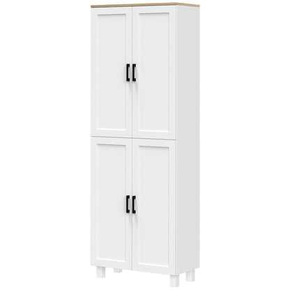 Kitchen Pantry Cabinet Kitchen Cabinet Auxiliary Furniture with Doors and Adjustable Shelves Anti-tip for Dining Room Living Room 60x30x171 cm White