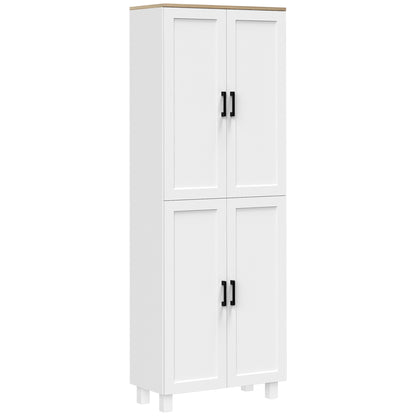 Kitchen Pantry Cabinet Kitchen Cabinet Auxiliary Furniture with Doors and Adjustable Shelves Anti-tip for Dining Room Living Room 60x30x171 cm White