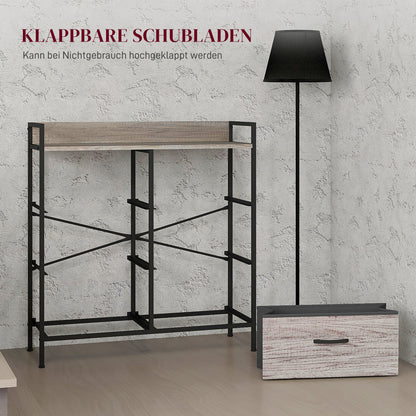 Chest of Drawers with 6 Fabric Drawers Storage Cabinet Dresser with Woodgrain, Handles, Steel Frame, Industrial Design Sideboard for Living Room Gray