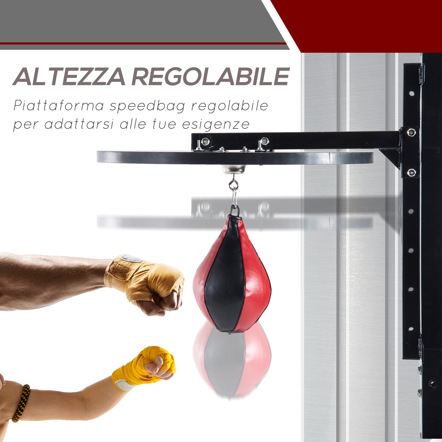Boxing Platform with Speedball Φ21 cm, Punching Ball for Boxing Martial Arts Training, Wood and Steel