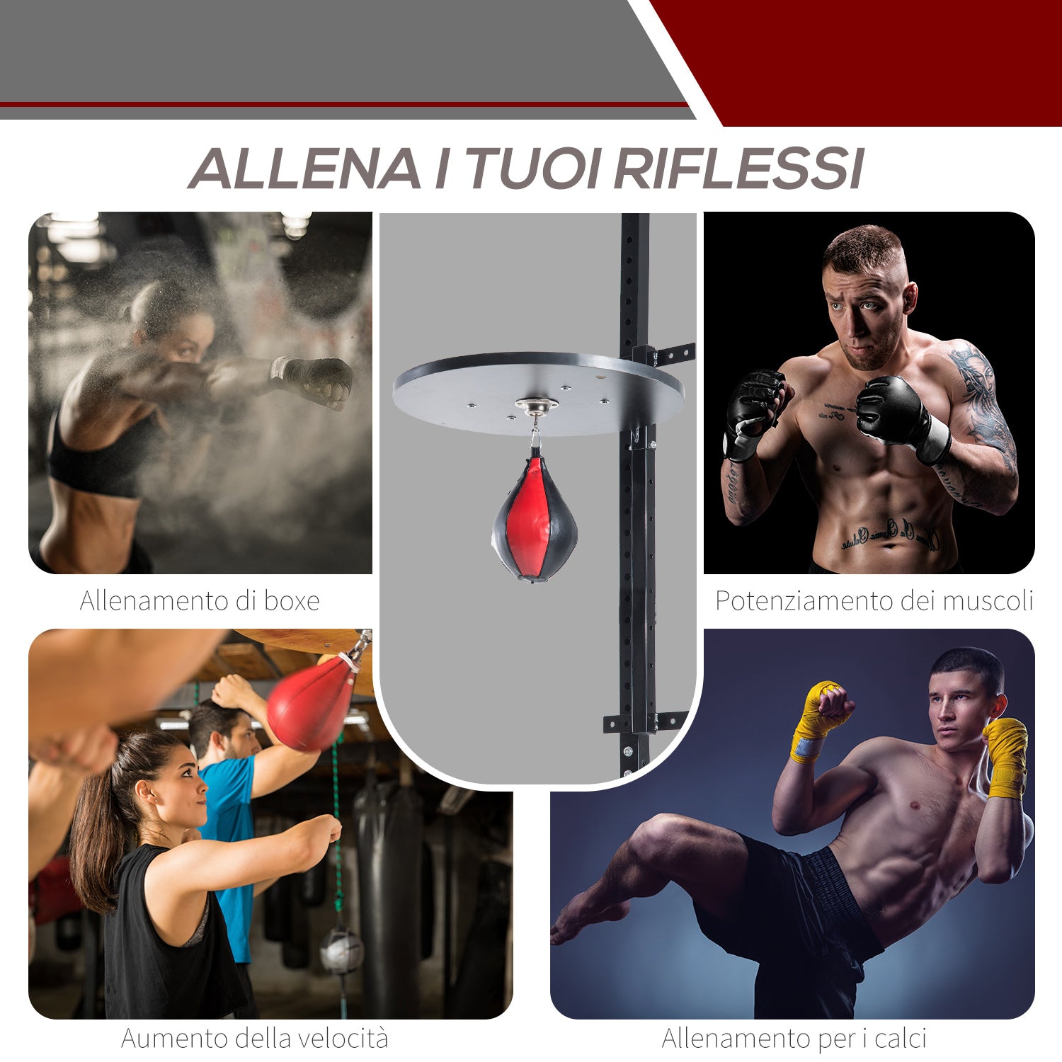 Boxing Platform with Speedball Φ21 cm, Punching Ball for Boxing Martial Arts Training, Wood and Steel