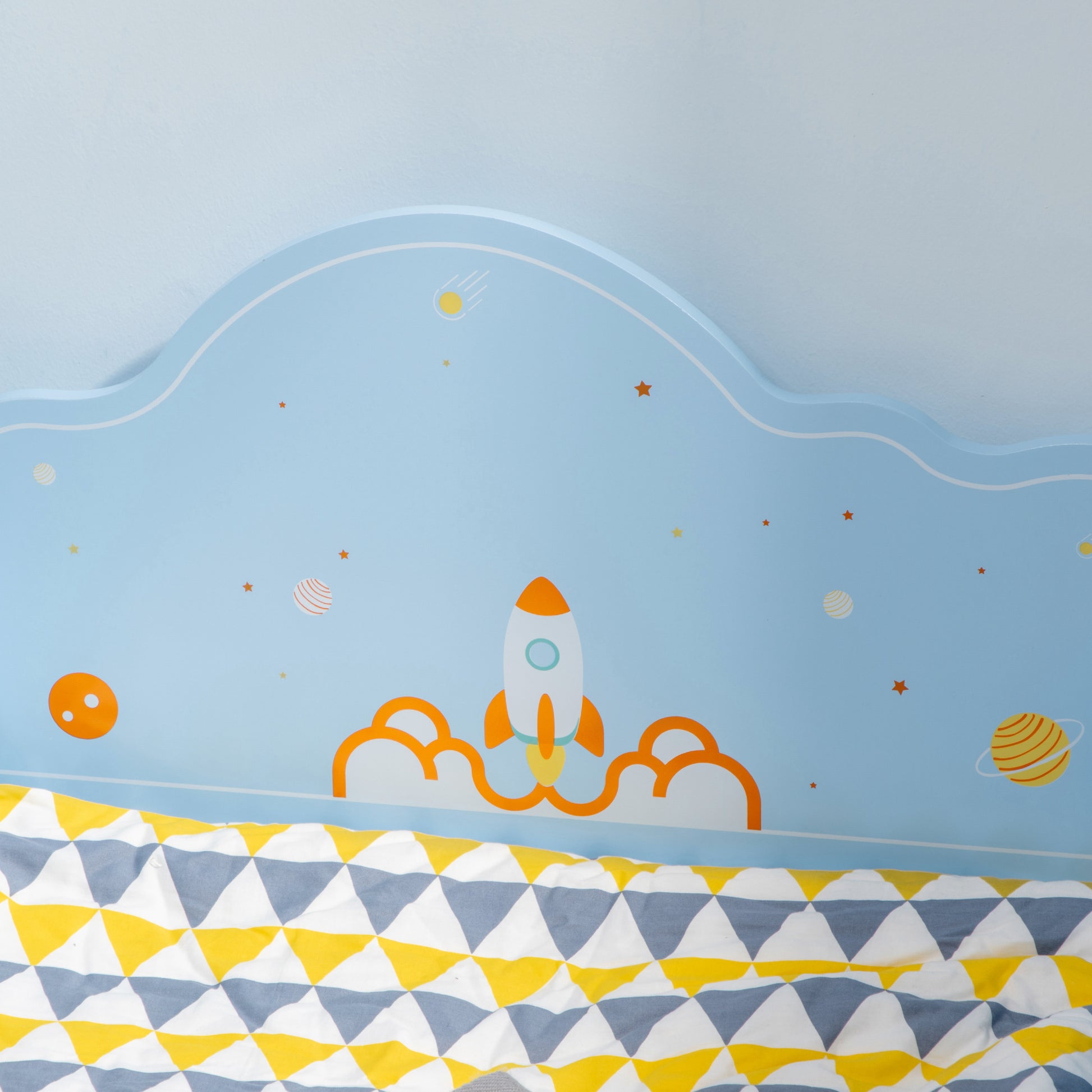 ZONEKIZ Children's Bed for 3-6 Year Olds 143x74x59 cm Wooden Kids Bed with Safety Barriers Max Load 80 kg Modern Bedroom Furniture Blue
