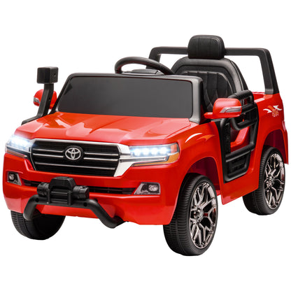 Electric Car for Kids +3 Years Toyota LAND CRUISER Electric Car with 12V Battery Remote Control Headlights Horn Soft Start and MP3 Music Red