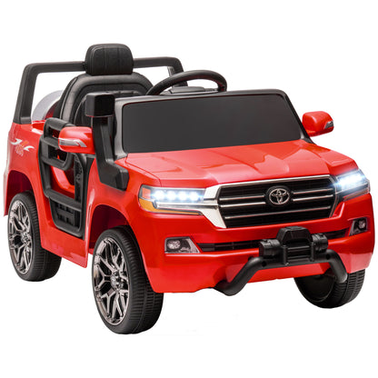 Electric Car for Kids +3 Years Toyota LAND CRUISER Electric Car with 12V Battery Remote Control Headlights Horn Soft Start and MP3 Music Red