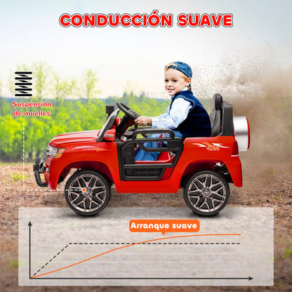 Electric Car for Kids +3 Years Toyota LAND CRUISER Electric Car with 12V Battery Remote Control Headlights Horn Soft Start and MP3 Music Red