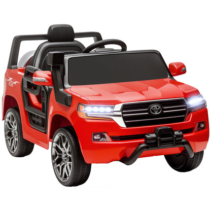 Electric Car for Kids +3 Years Toyota LAND CRUISER Electric Car with 12V Battery Remote Control Headlights Horn Soft Start and MP3 Music Red