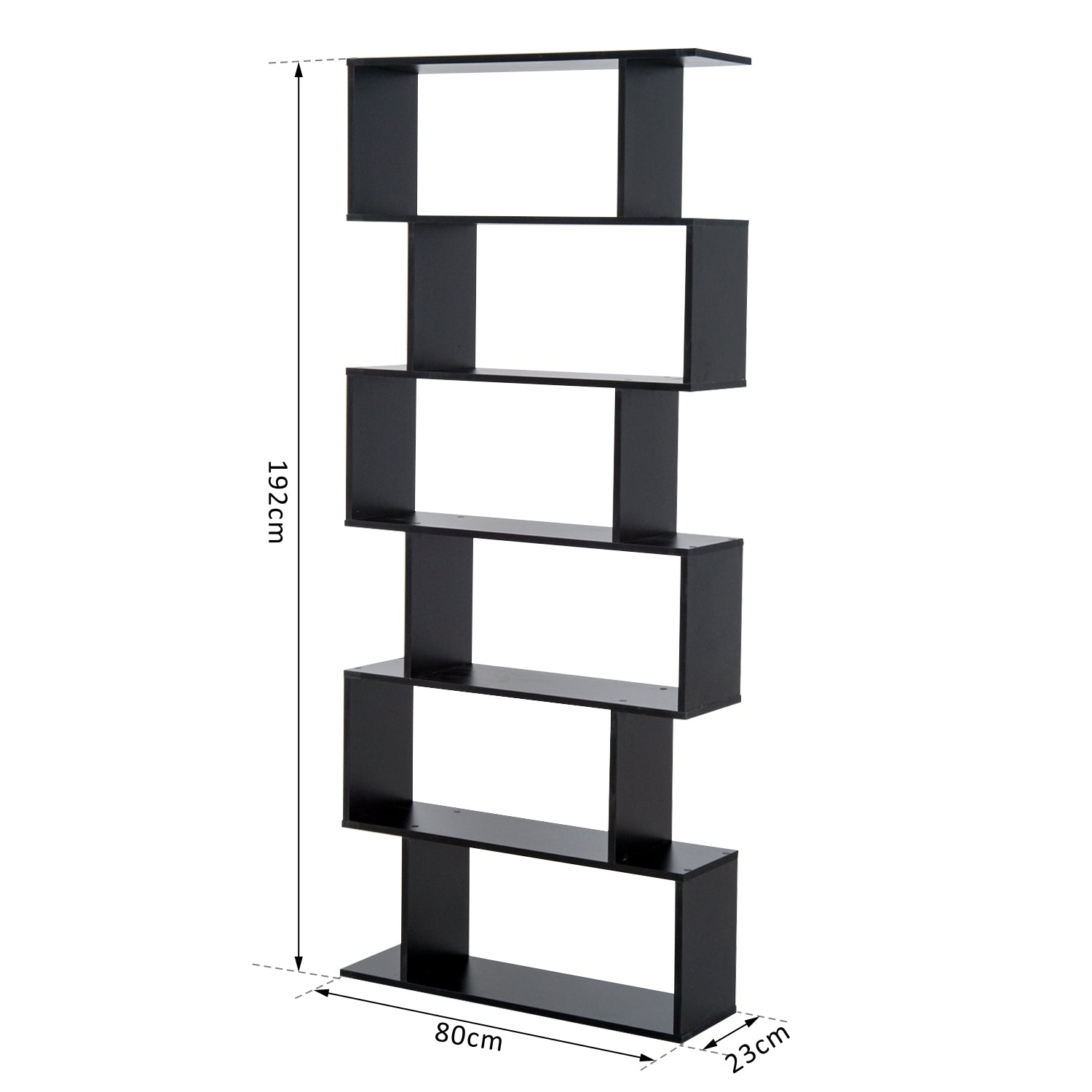 Modern Bookshelf with 6 Shelves for Dining Room Living Room Study 80x23x192 cm Black