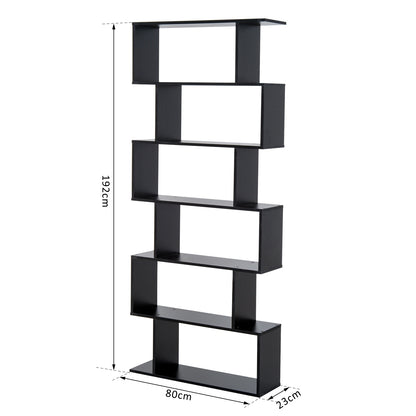 Modern Bookshelf with 6 Shelves for Dining Room Living Room Study 80x23x192 cm Black