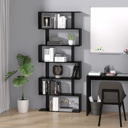 Modern Bookshelf with 6 Shelves for Dining Room Living Room Study 80x23x192 cm Black