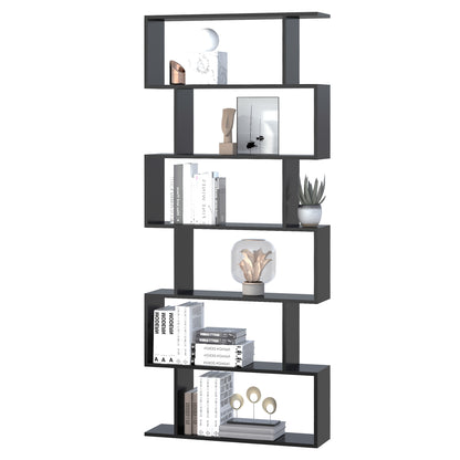 Modern Bookshelf with 6 Shelves for Dining Room Living Room Study 80x23x192 cm Black